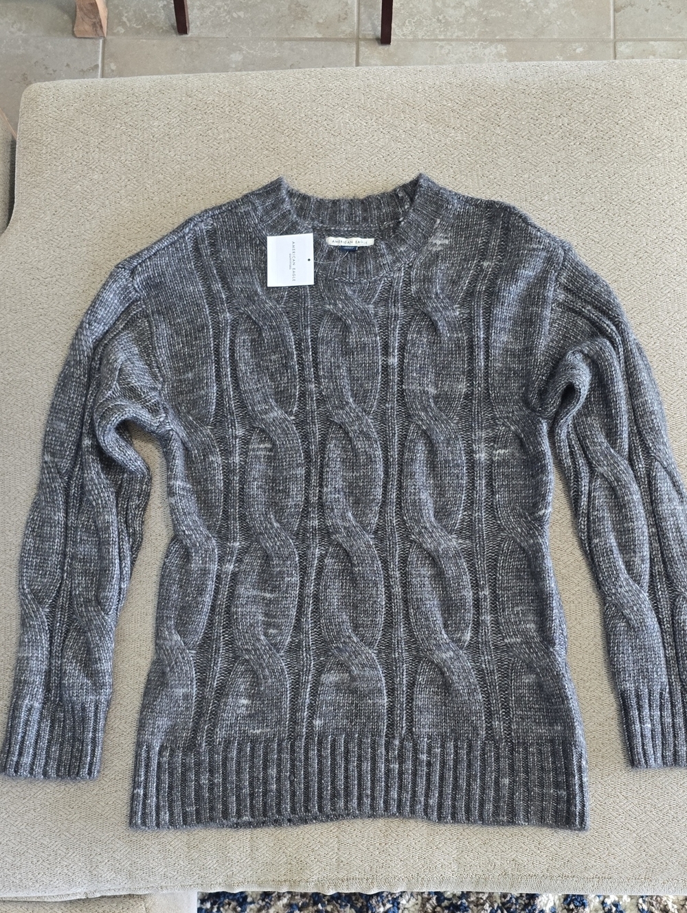 American Eagle Charcoal Gray Cqble Knit Long Sweater - Size XS